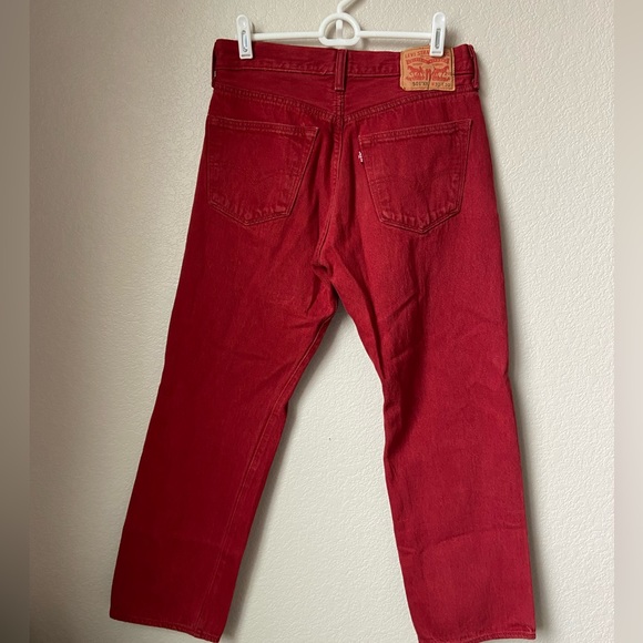 Levi’s Crimson Red Button-Fly 100% Cotton 501 Jeans - Picture 1 of 8